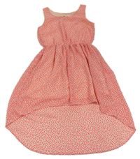 Světlerůžovo-neonově růžové květované šifonové šaty H&M