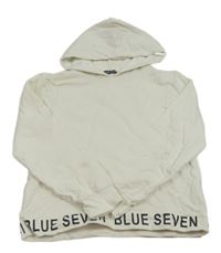Smetanová mikina s nápisy a kapucí Blue Seven