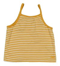 Hořčicovo-bílý pruhovaný žebrovaný crop top Zara