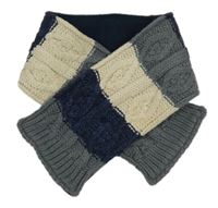 Tmavomodro-šedo-béžová pruhovaná šála Next