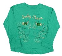 Zelené triko s jednorožci s flitry St. Bernard