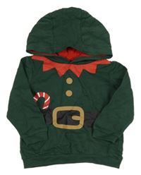 Tmavozelená mikina s kapucí - elf