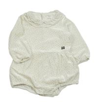 Smetanové puntíkaté sametové podšité body s límečkem