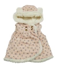 Růžová květovaná manšestrová zateplená vesta s kapucí Aspen Kids