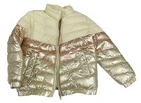 Krémovo-bronzovo-zlatá šusťáková zateplená bunda Zara