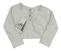 Nové - Bílé bavlněné bolerko s květinou