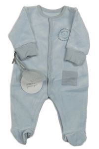 Nové - Světlemodrý sametový overal s medvědem
