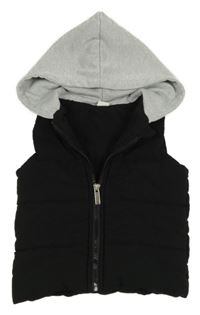 Černá zateplená vesta s teplákovou kapucí Shein