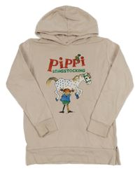 Pudrová dlouhá mikina s Pippi dlouhou punčochou a kapucí H&M