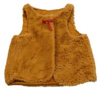 Hnědá kožešinová podšitá vesta s mašlí Tahari