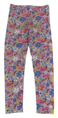 Levandulové květované legíny se smajlíky Tu