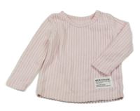 Světlerůžové žebrované úpletové triko s nášivkou