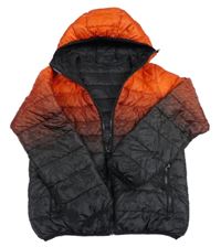 Červeno-černá vzorovaná ombré šusťáková zateplená bunda s kapucí Next