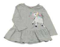 Šedá melírovaná tunika s jednorožcem Liegelind