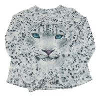 Bílo-šedé vzorované triko s levhartem C&A