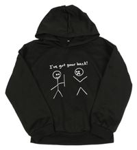 Černá mikina s postavami a kapucí