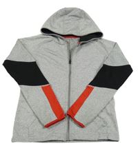 Šedá pruhovaná sportovní propínací mikina s kapucí Primark