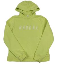 Limetková mikina s nápisem a kapucí Rascal