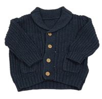 Tmavomodrý propínací svetr s límcem Matalan