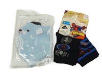 Nové - 2x ponožky - černé se Spidermanem + pruhované + světlemodré s medvědem