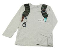 Nové - Světlešedé melírované triko s batohem Matalan