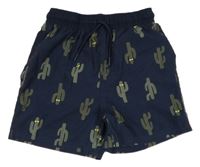 Tmavomodré plážové kraťasy s kaktusy Yigga