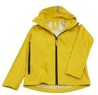 Hořčicová nepromokavá bunda s kapucí