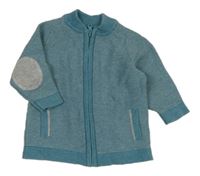 Modrozeleno-bílý pruhovaný propínací svetr M&Co.