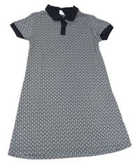 Tmavomodro-bílé vzorované polo šaty Zara