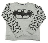 Šedá melírovaná mikina s logy Batmana