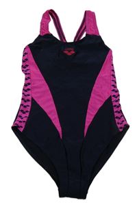 Tmavomodro-fuchsiové jednodílné plavky Arena