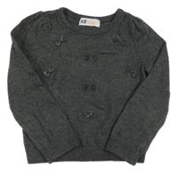 Tmavošedý svetr s mašlemi H&M