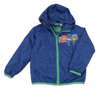 Tmavomodrá šusťáková podzimní bunda s PJ Masks a kapucí