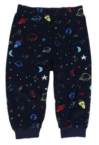 Tmavomodré sametové pyžamové kalhoty s planetami Primark