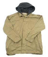 Béžová plátěná bunda s teplákovou kapucí Zara