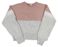 Růžovo-šedá crop mikina H&M