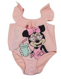 Meruňkové jednodílné plavky s Minnie a volánkem Disney