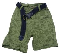 Khaki plátěné kraťasy s listy a páskem Denim Co.