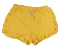 Žluté teplákové kraťasy s volánky zn. Matalan