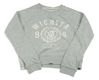Šedá melírovaná crop mikina s nápisem H&M