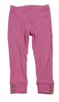 Růžové žebrované legíny s knoflíčky Jojo Maman Bébé
