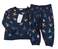 Nové - Tmavomodré pyžamo se soby F&F