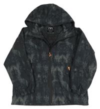 Černá batikovaná šusťáková jarní bunda s kapucí Zara