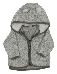 Šedá melírovaná pletená thermo propínací mikina s kapucí H&M