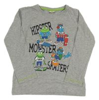 Šedé melírované triko s příšerkami kids