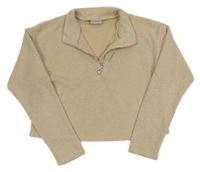 Béžová sametová crop mikina Matalan