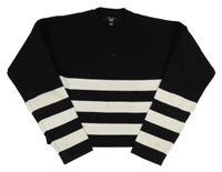 Černo-bílý pruhovaný crop svetr New Look