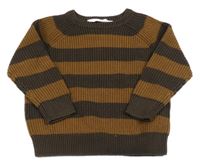 Hnědý pruhovaný svetr H&M