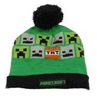 Zeleno-černá čepice s Minecraft a bambulí Primark