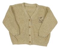 Béžový melírovaný propínací svetr s žirafou 